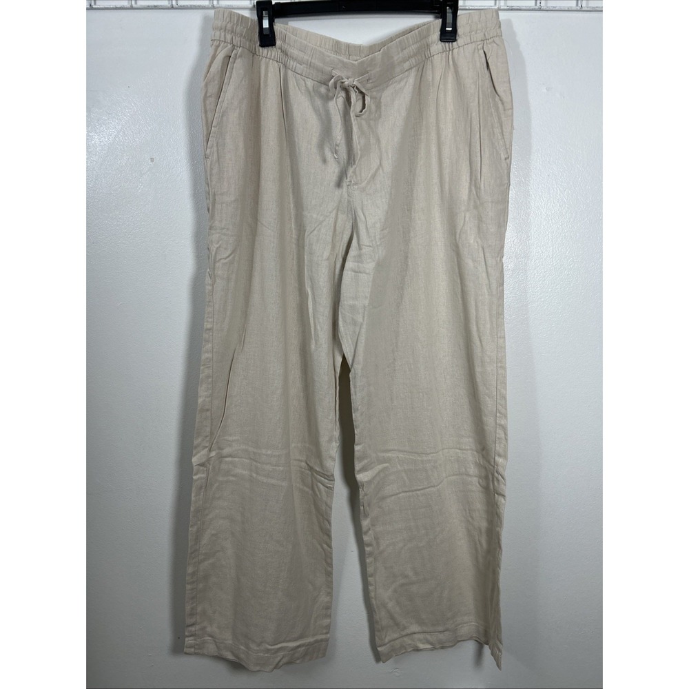 Old Navy Womens XL Linen Blend Beach Pants Drawstring Waist Casual Trousers 6406